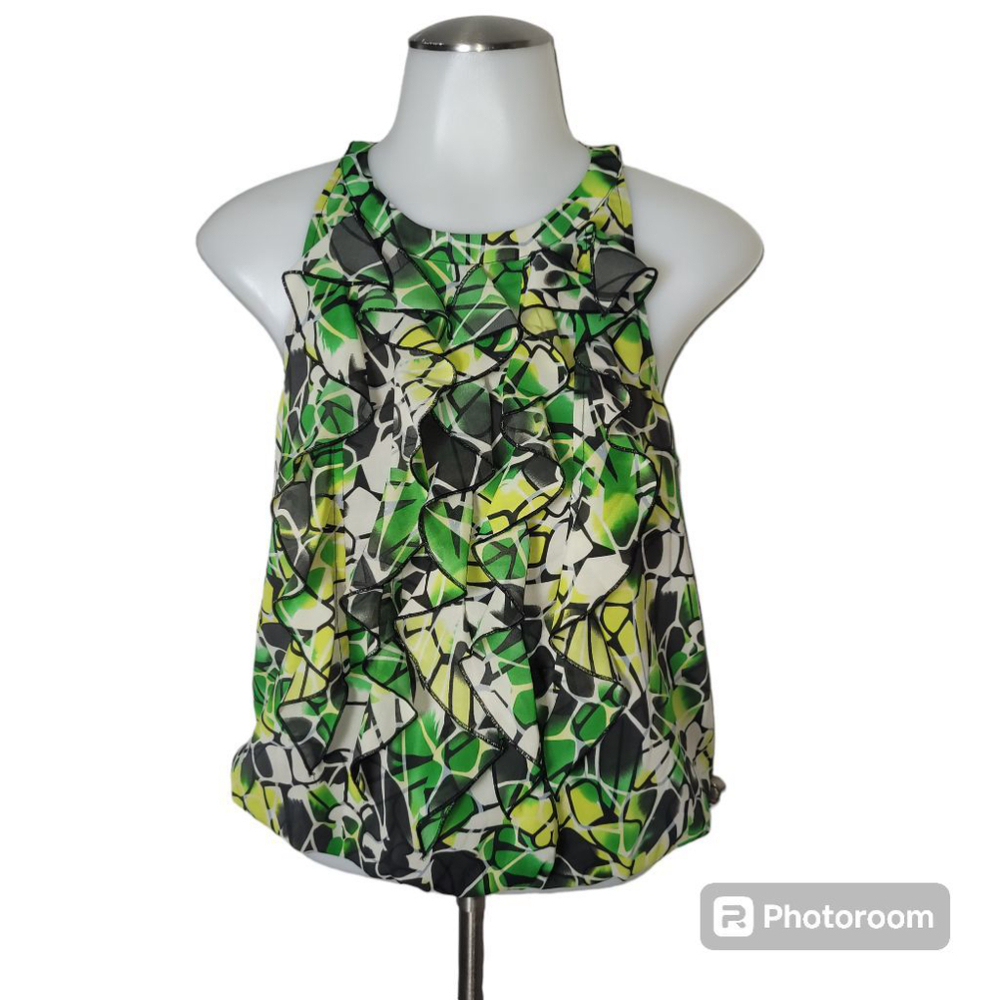 Women's The Limited Green Ruffle Blouse Size S - Picture 2 of 9